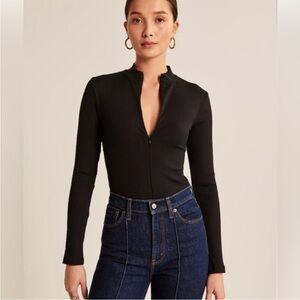 Abercrombie & Fitch Black Long Sleeve Bodysuit